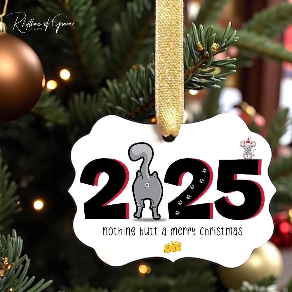 Purr-ty in the Back: 2025's Cat-tastic & Hilarious Christmas Ornament! Handmade